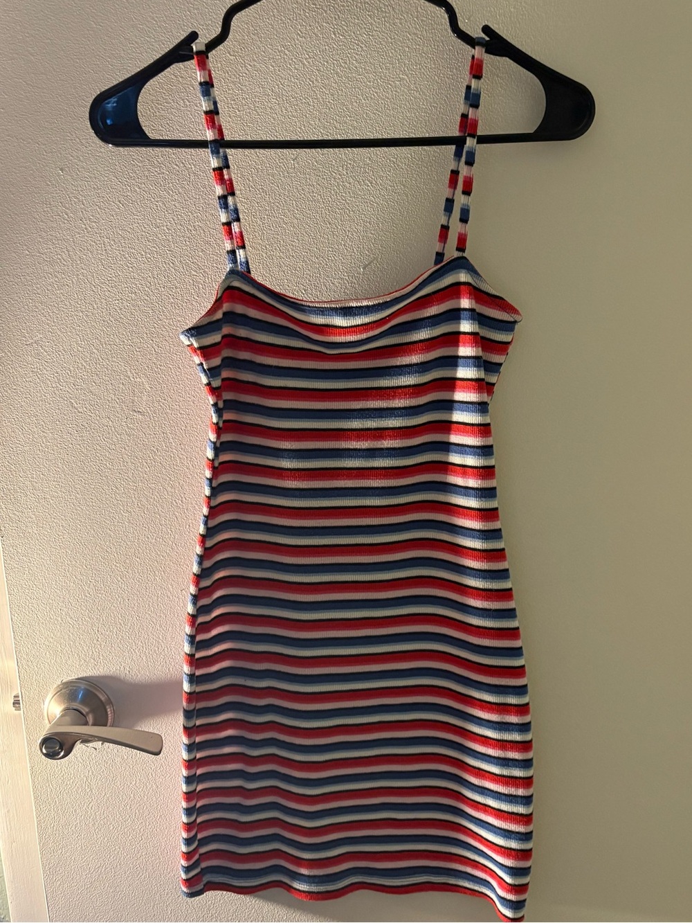 H&M Red White Blue Striped Spaghetti Strap Mini Dress